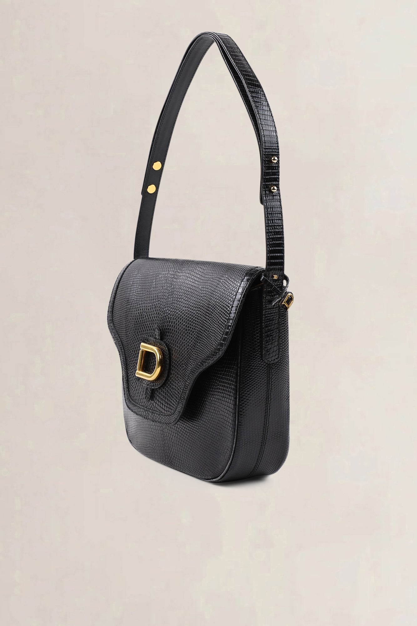Delvaux Black Lézard Crossbody Bag