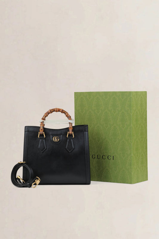 Gucci Black Diana Small Bamboo Top Handle Bag