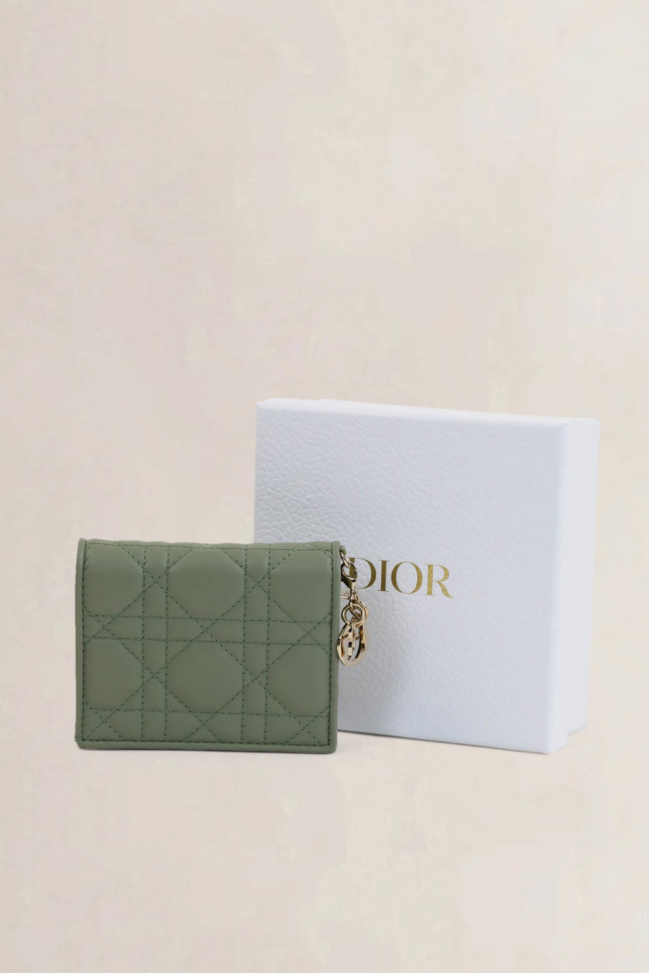 Christian Dior Green Mini Lady Wallet