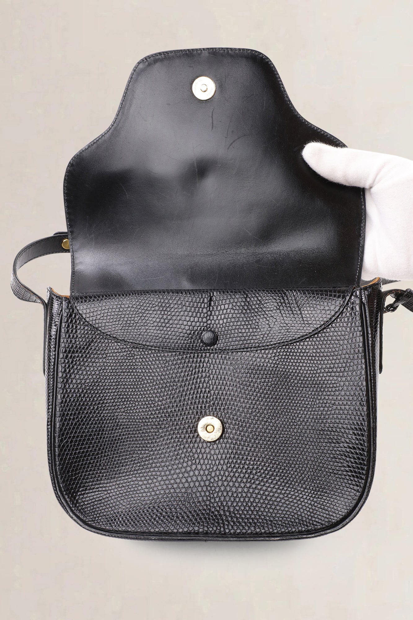 Delvaux Black Lézard Crossbody Bag
