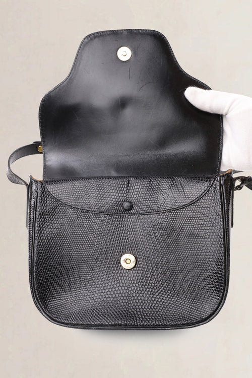 Delvaux Black Lézard Crossbody Bag