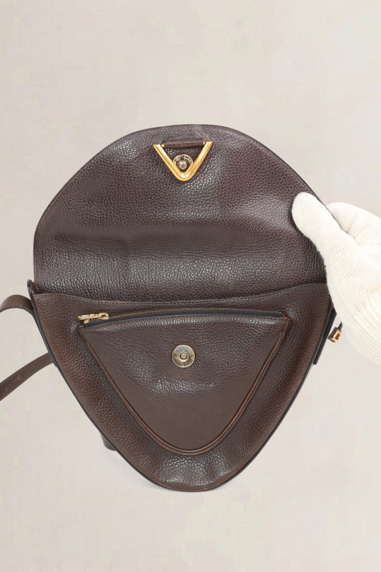 Delvaux Brown Triangle Crossbody Bag