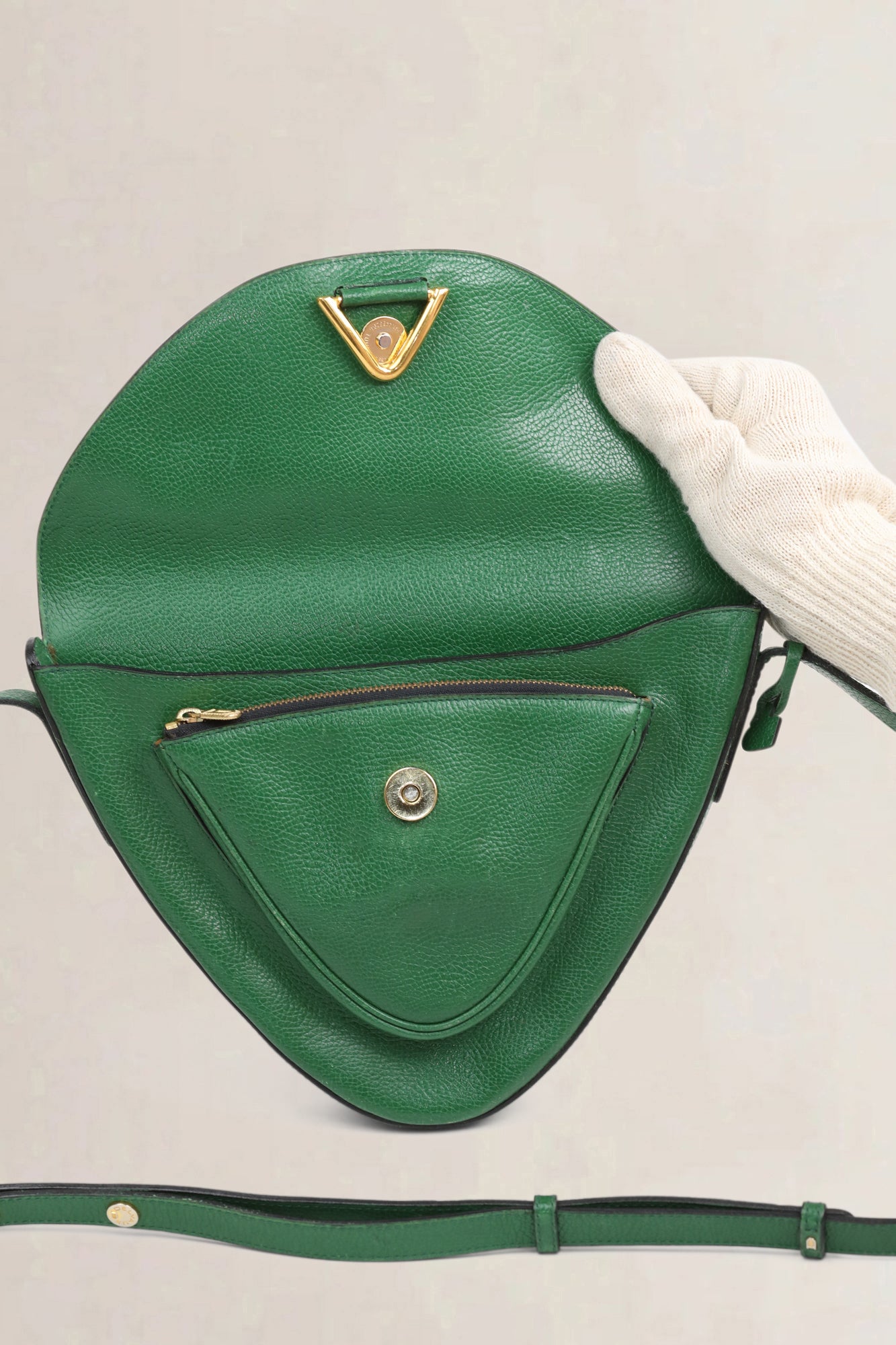 Delvaux Green Triangle Crossbody Bag