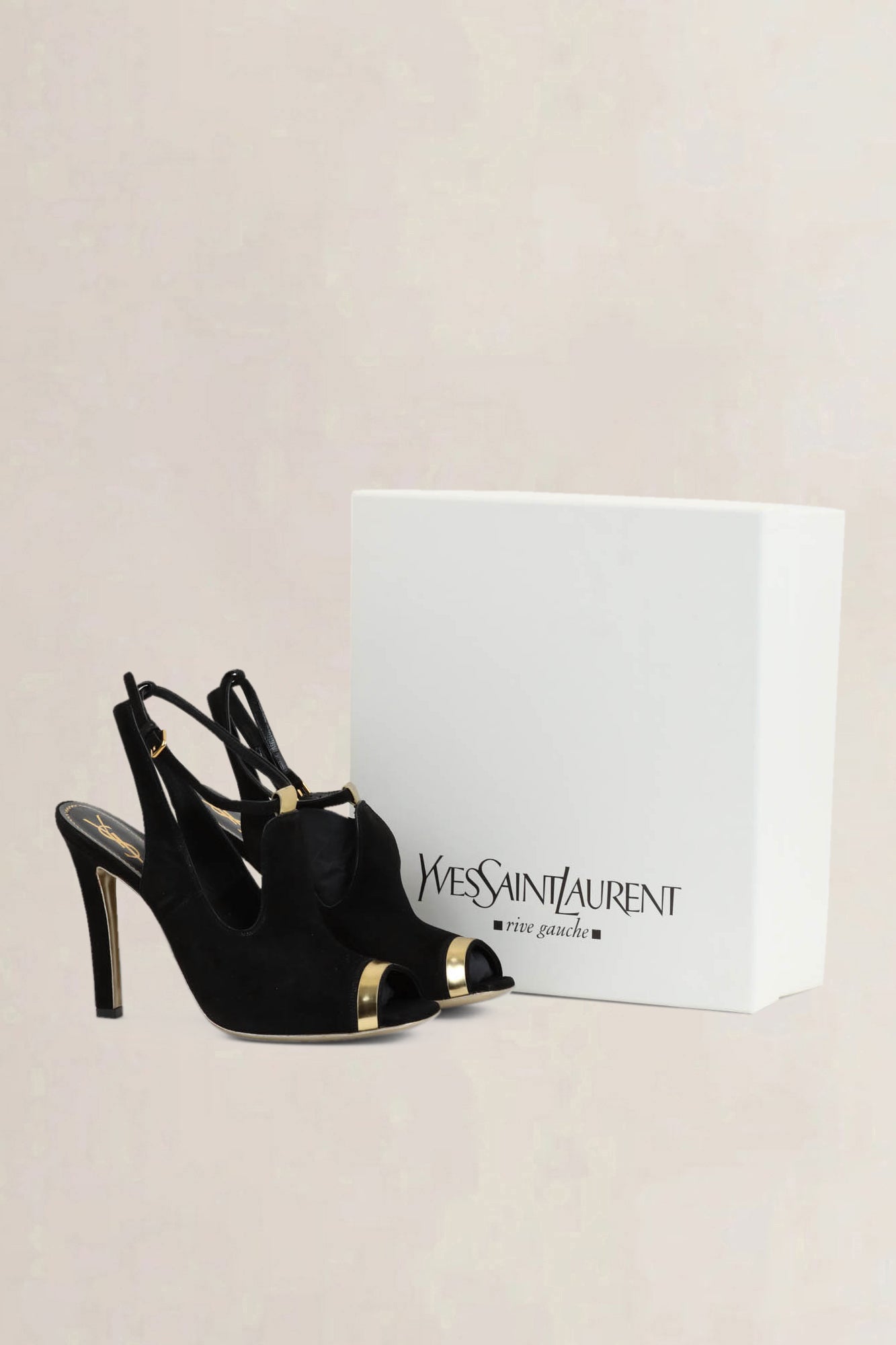 YSL Black Suède Rive Gauche Slingback Pumps
