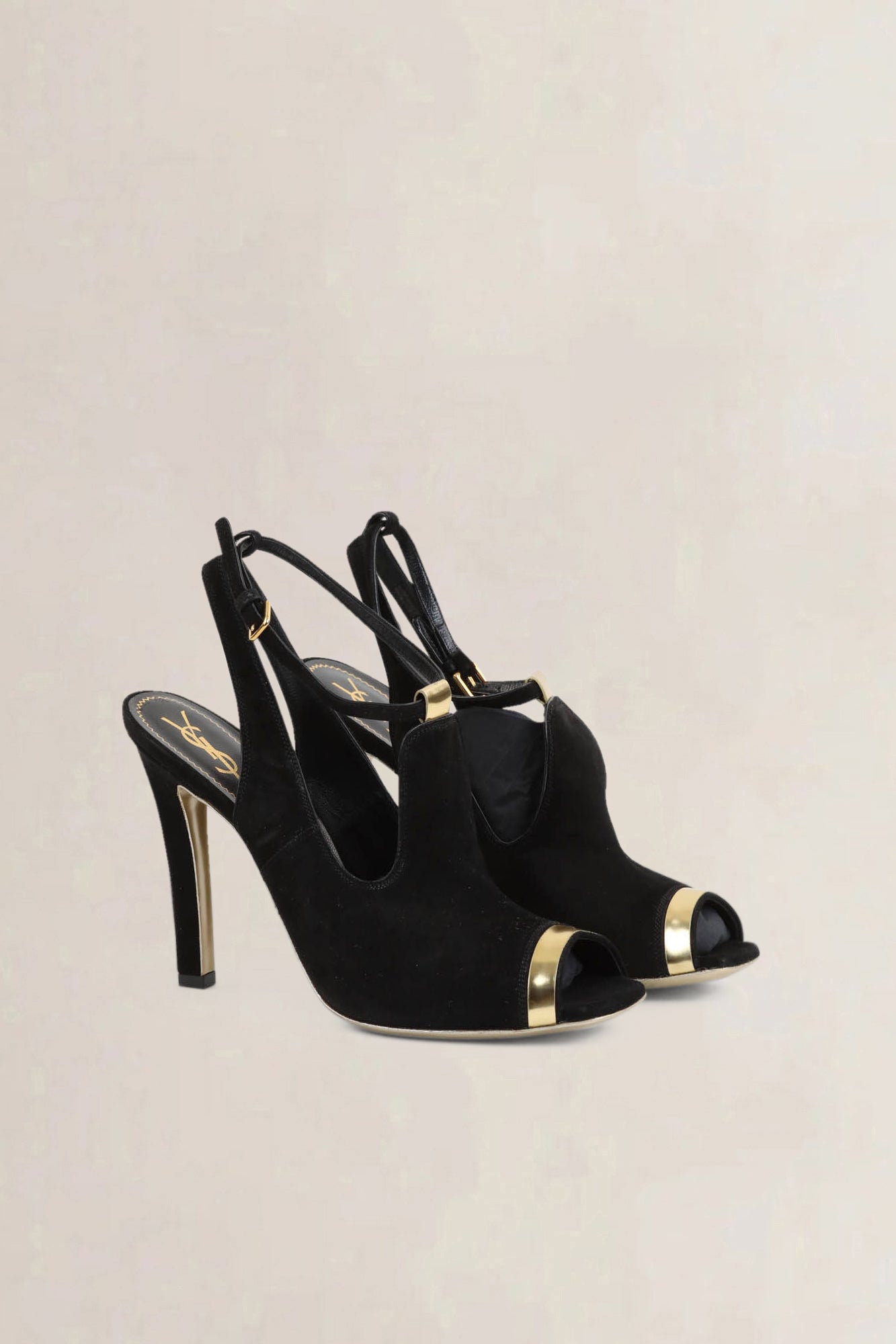 YSL Black Suède Rive Gauche Slingback Pumps