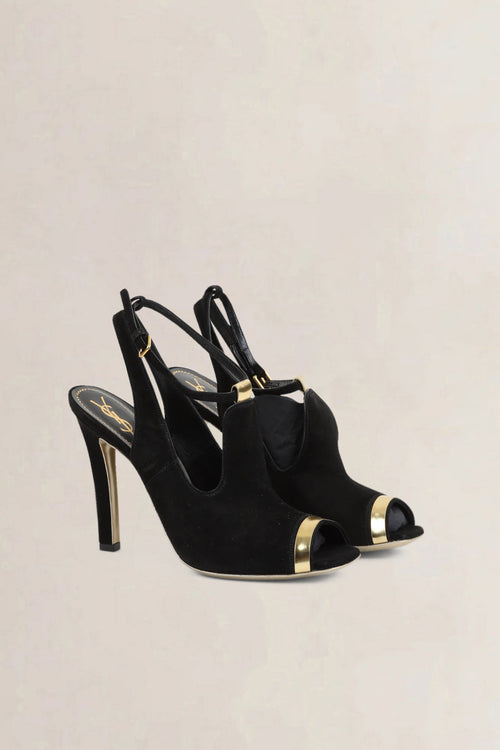 YSL Black Suède Rive Gauche Slingback Pumps