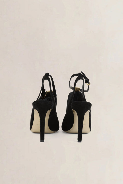 YSL Black Suède Rive Gauche Slingback Pumps