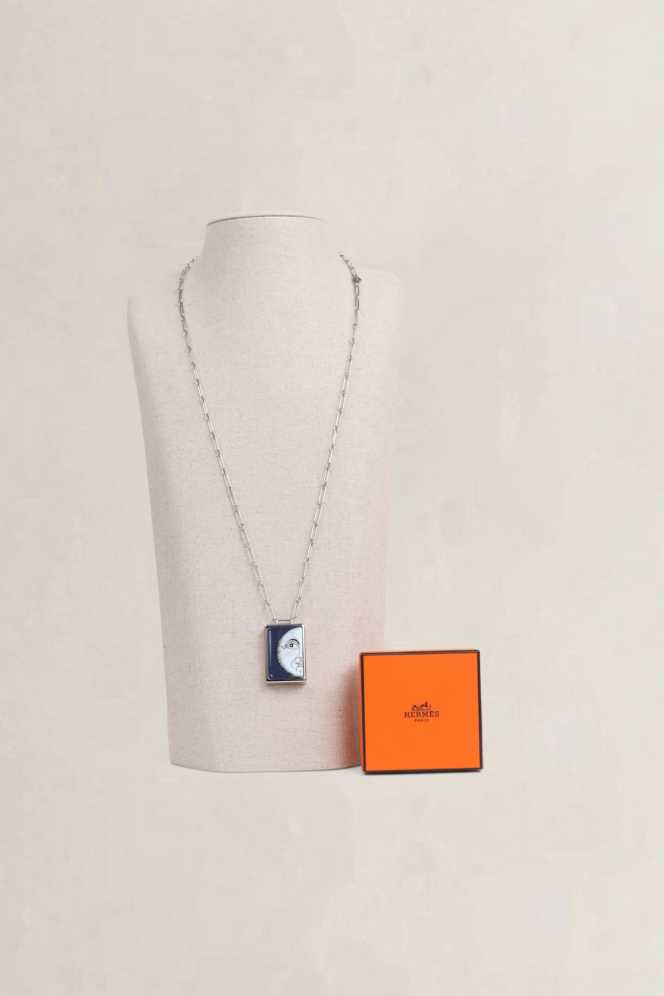 Hermès Palladium Enamel Dream Box Necklace