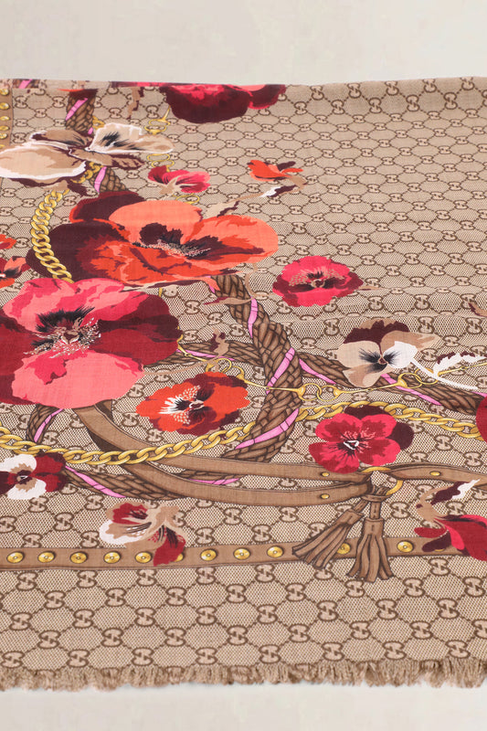 Gucci GG Flower Print Scarf