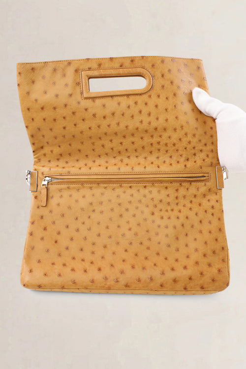 Delvaux Camel Ostrich Âme Libre Shoulder bag