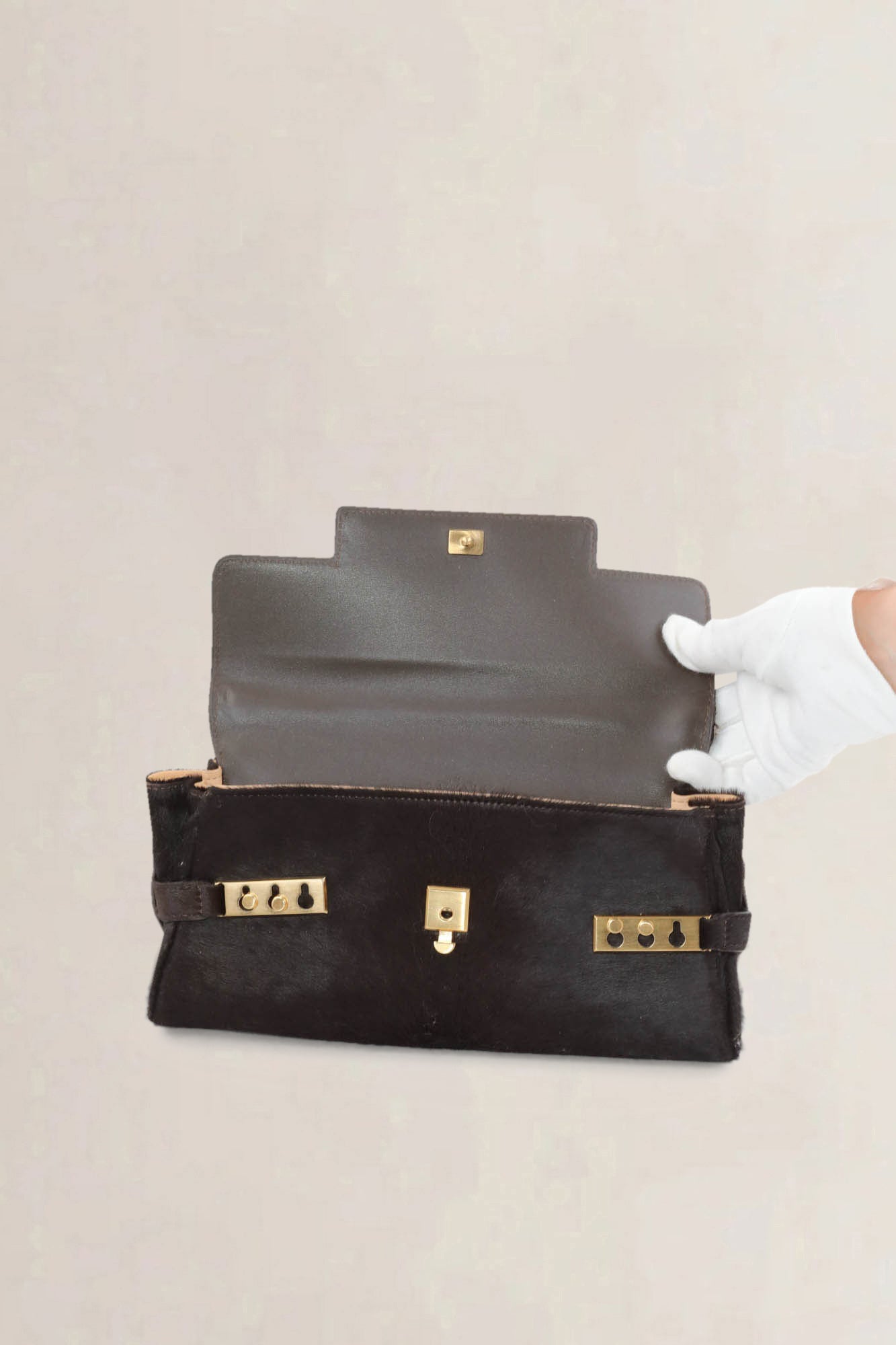 Delvaux Brown Tempête Pony Hair Top Handle Bag