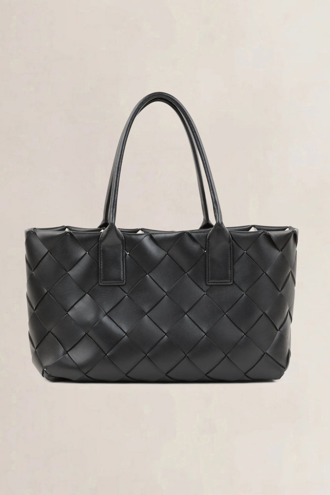 Bottega Veneta Black/White Maxi Intreccio Tote Shoulder Bag