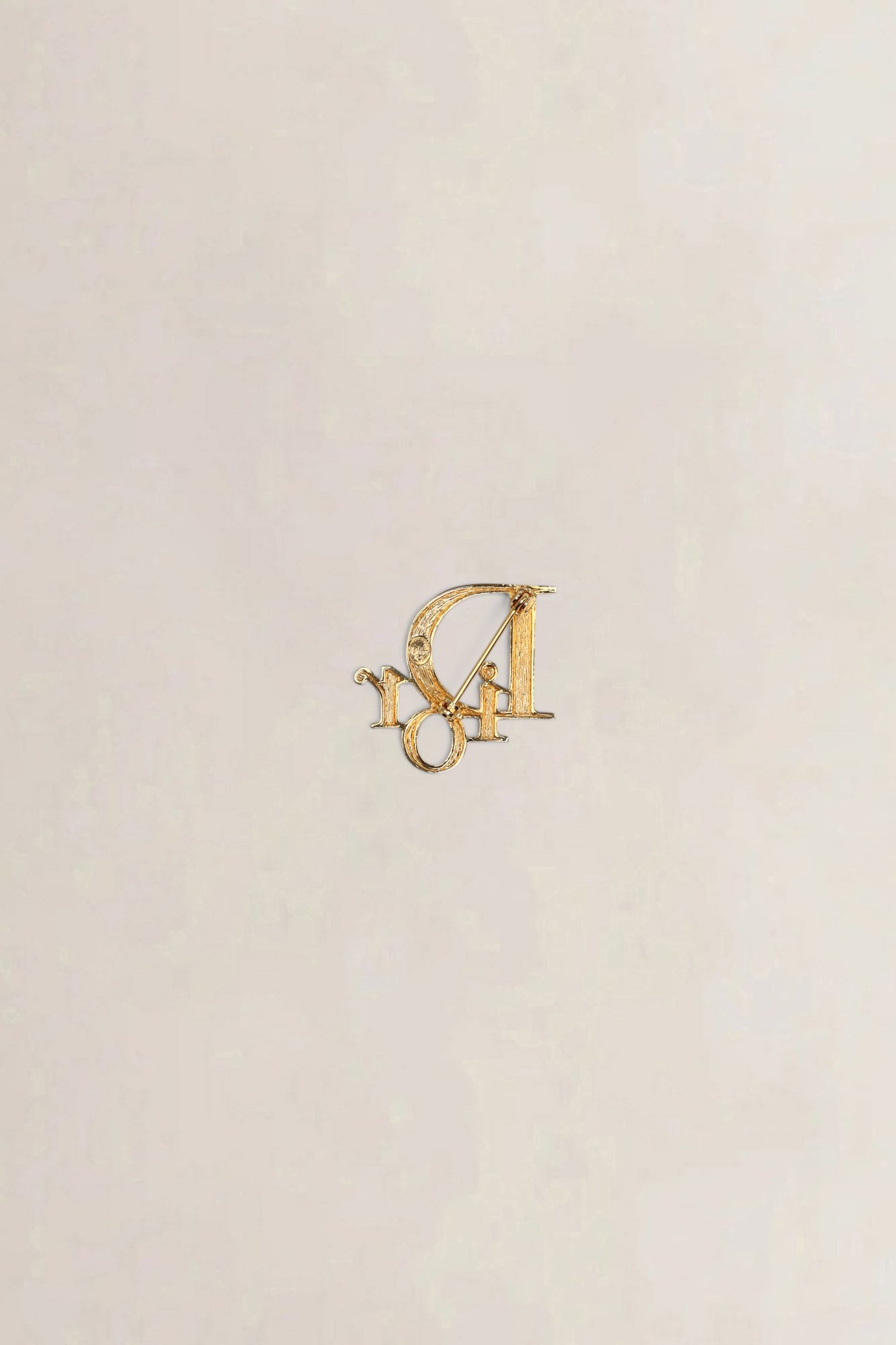 Christian Dior Gold Logo Brooch