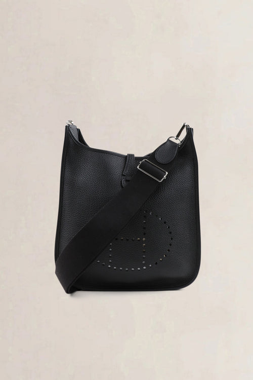 Sac bandoulière Hermès Evelyne 29 en cuir Taurillon Clemence noir