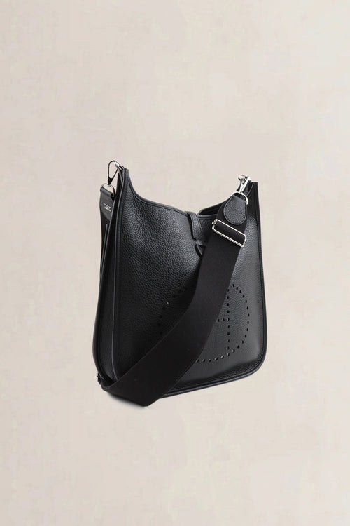 Sac bandoulière Hermès Evelyne 29 en cuir Taurillon Clemence noir