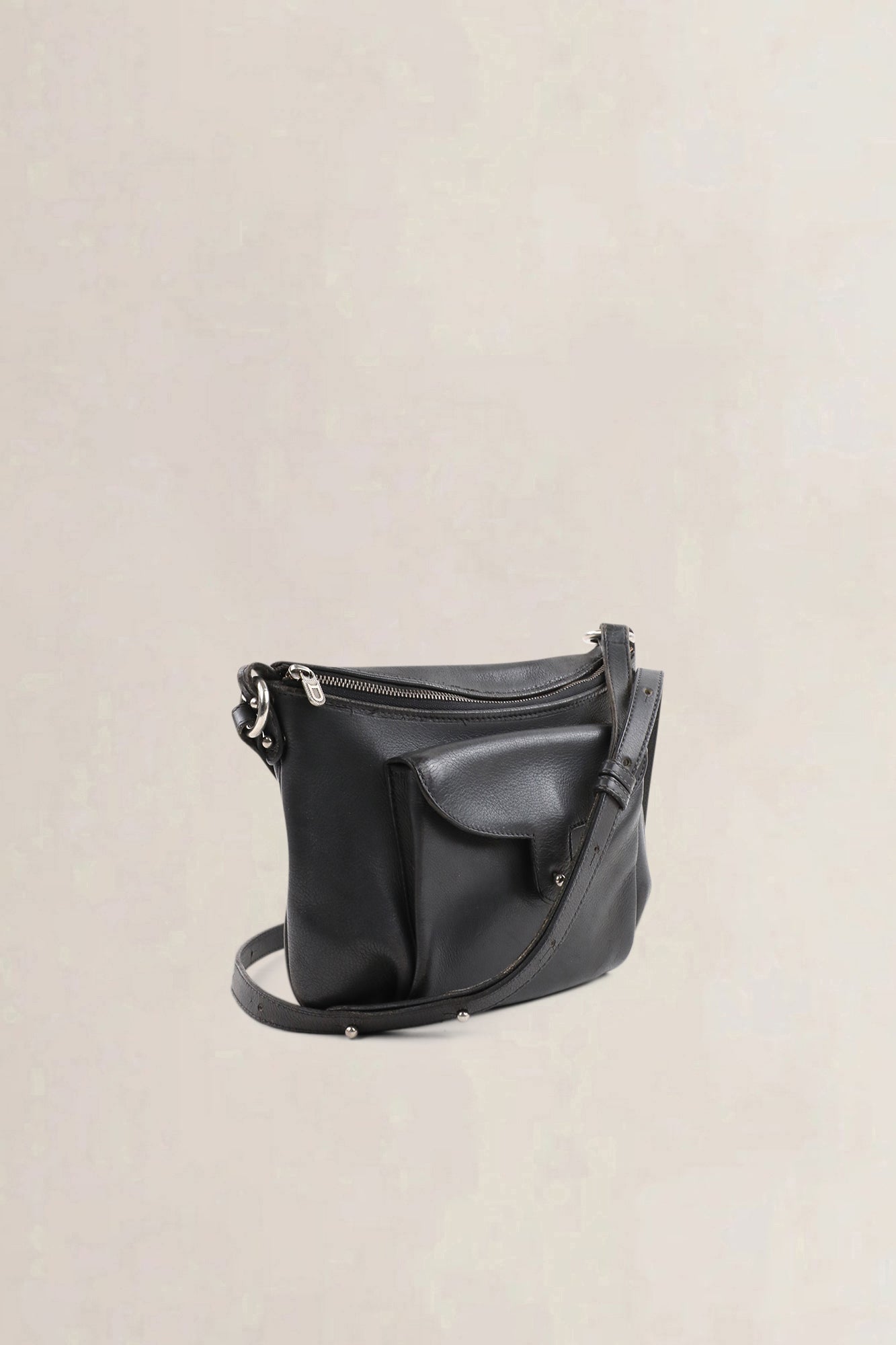 Delvaux Moissac grey leather crossbody — vintage