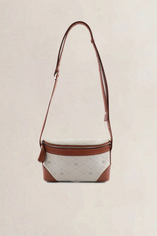 Delvaux Brown Leather/Canvas Crossbody Bag