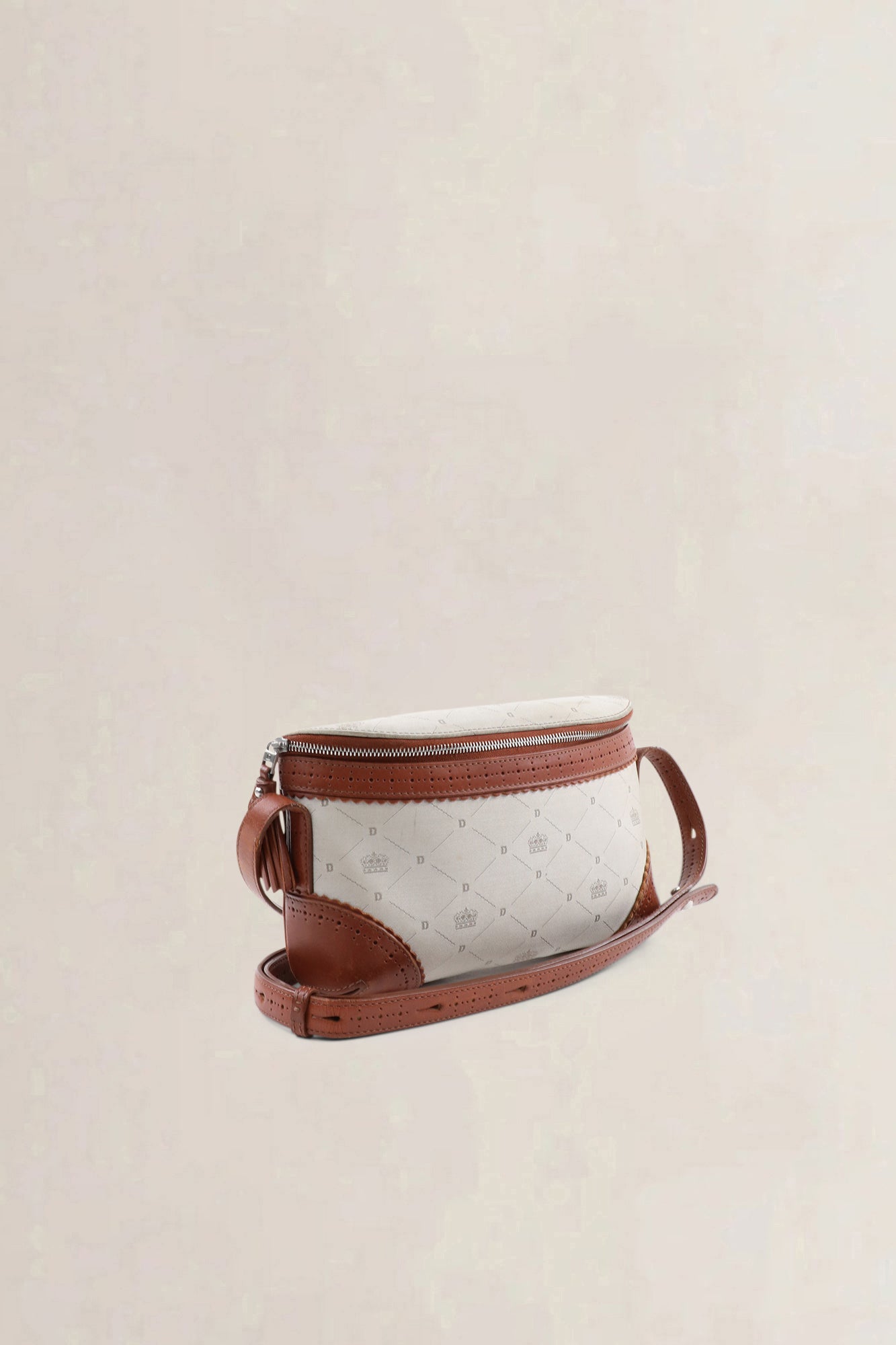 Delvaux Brown Leather/Canvas Crossbody Bag