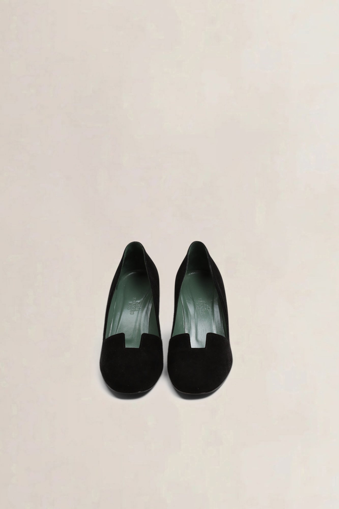 Hermès Black Suède Slip On Block Heels