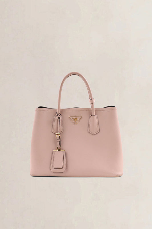 Prada Pink Saffiano Leather Medium Double Handle Shoulder Bag