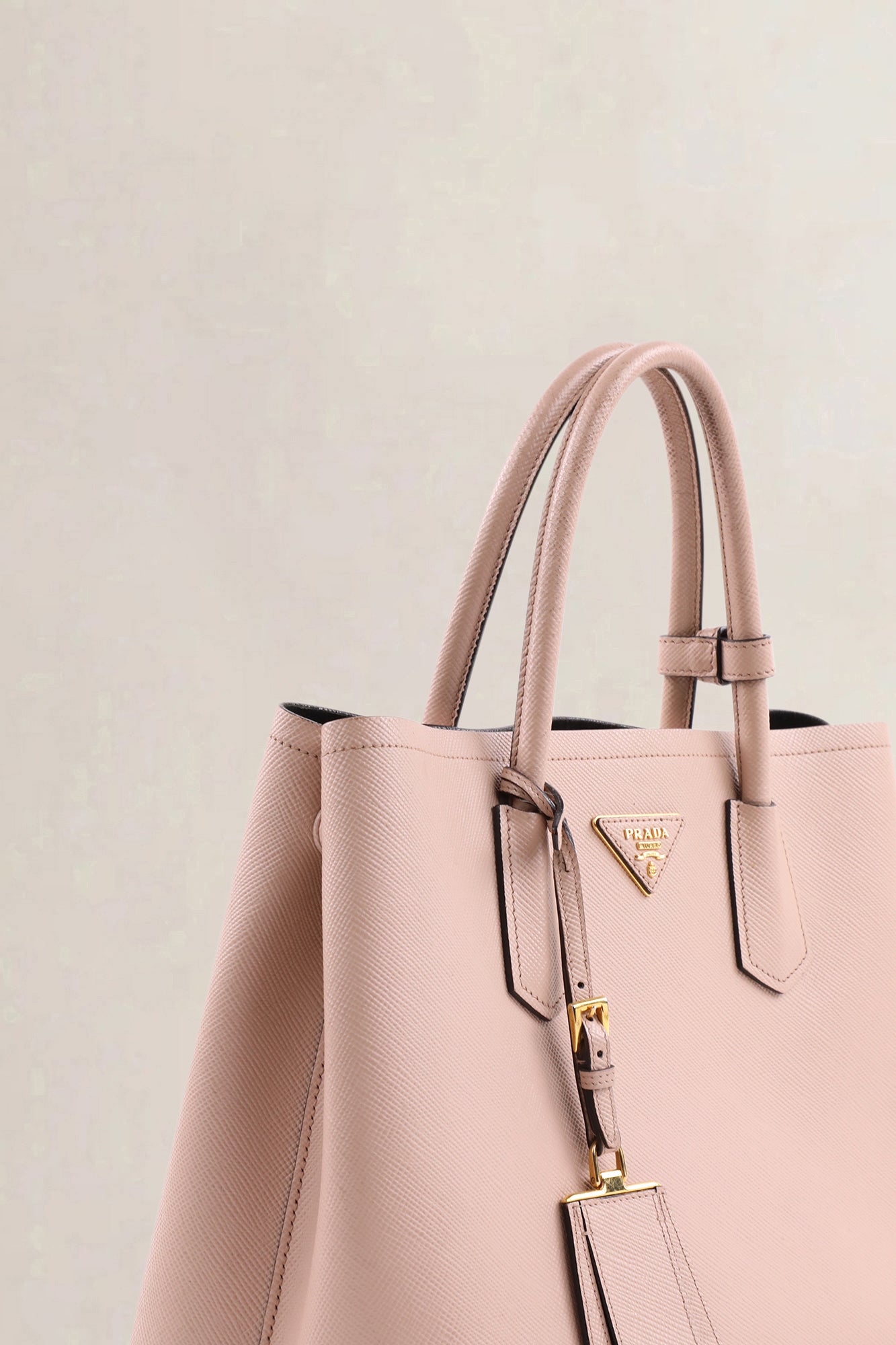 Prada Saffiano Double bag blush pink — preloved