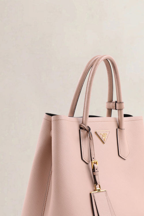 Sac à épaule Prada Double en cuir Saffiano rose blush