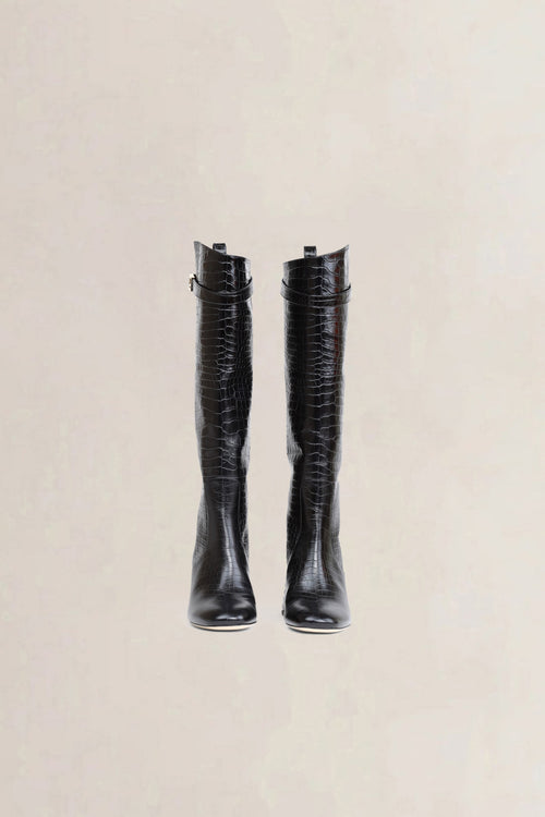 Fendi Black Embossed Leather Boots