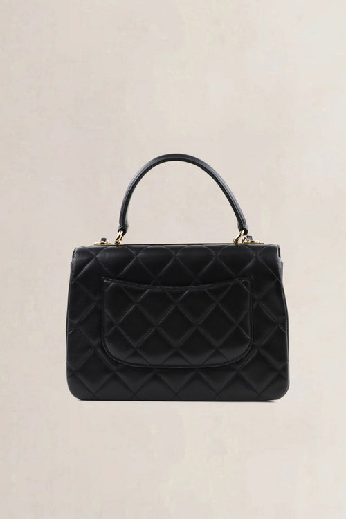 Sac Chanel Sac à Rabat Poignée crossbody en agneau noir