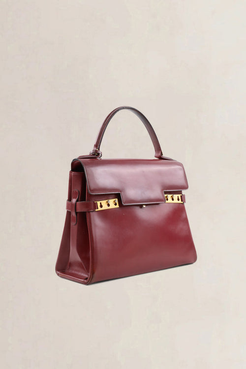 Sac top handle Delvaux Tempête en cuir Box Calf bordeaux