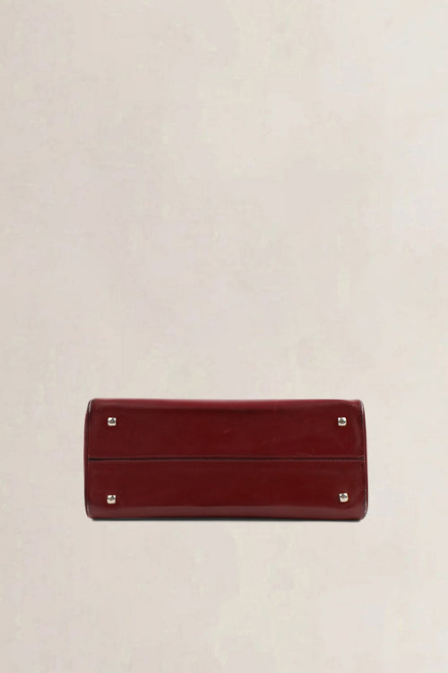 Sac top handle Delvaux Tempête en cuir Box Calf bordeaux