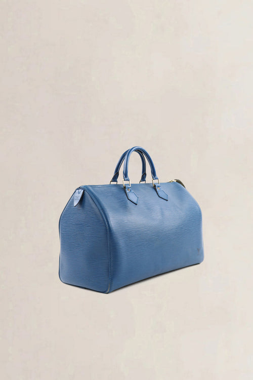 Sac Louis Vuitton Speedy 35 en cuir Epi bleu