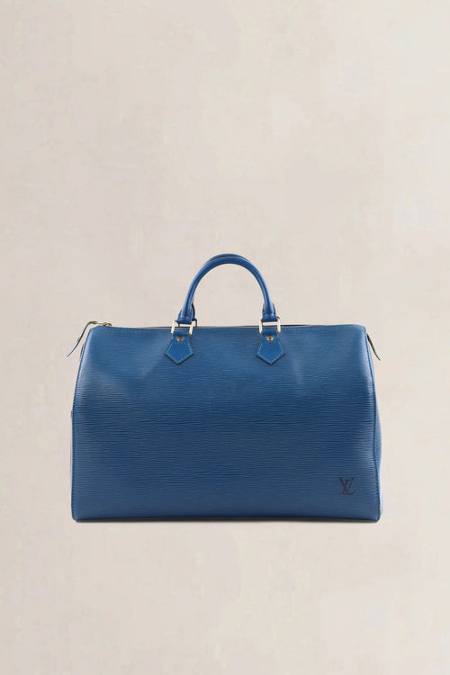 Sac Louis Vuitton Speedy 35 en cuir Epi bleu