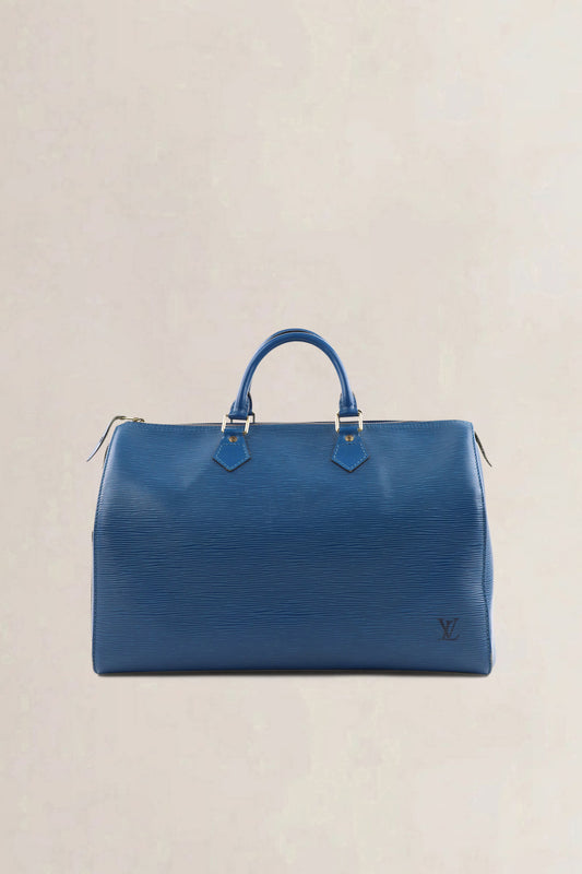 Louis Vuitton Blue Epi Leather Speedy 35 Top Handle Bag