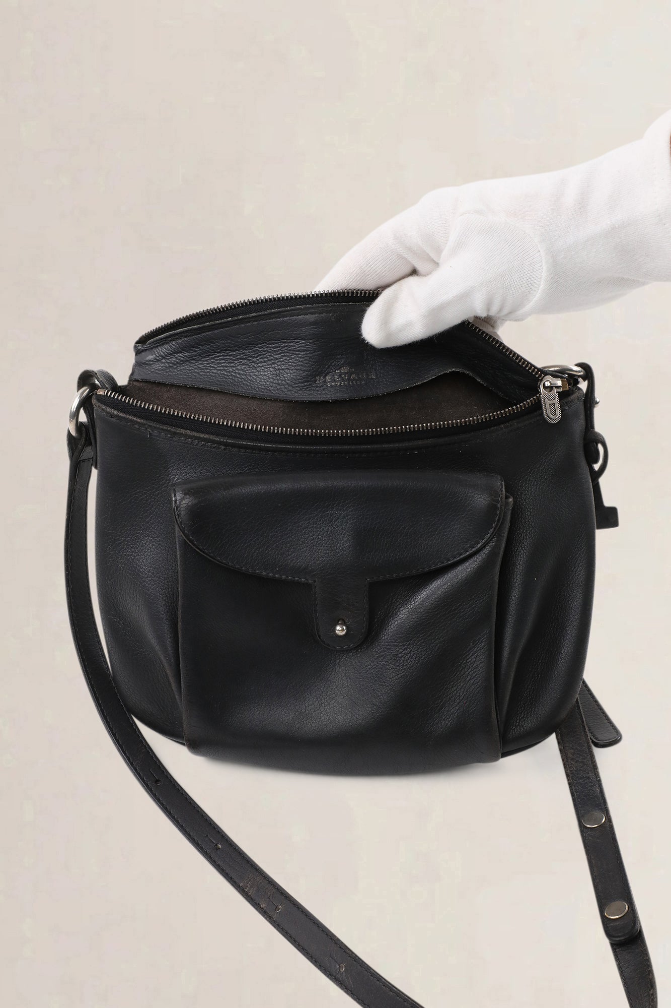 Delvaux Grey Leather Moissac Crossbody Bag