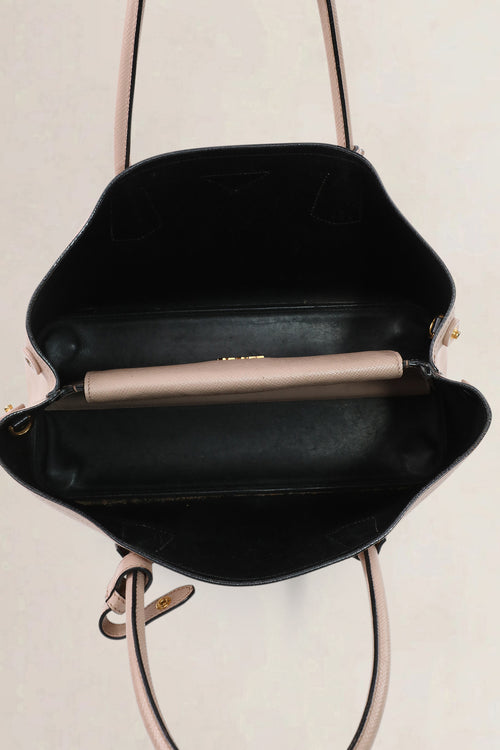 Sac à épaule Prada Double en cuir Saffiano rose blush