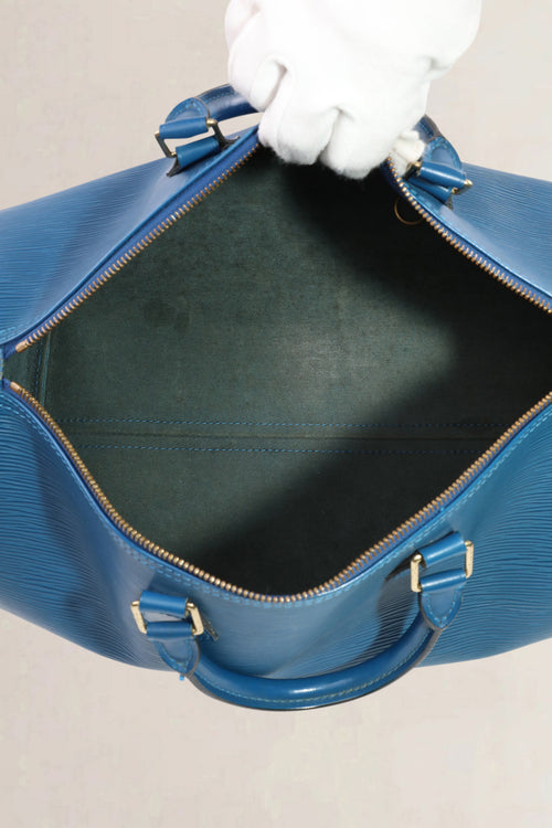 Sac Louis Vuitton Speedy 35 en cuir Epi bleu