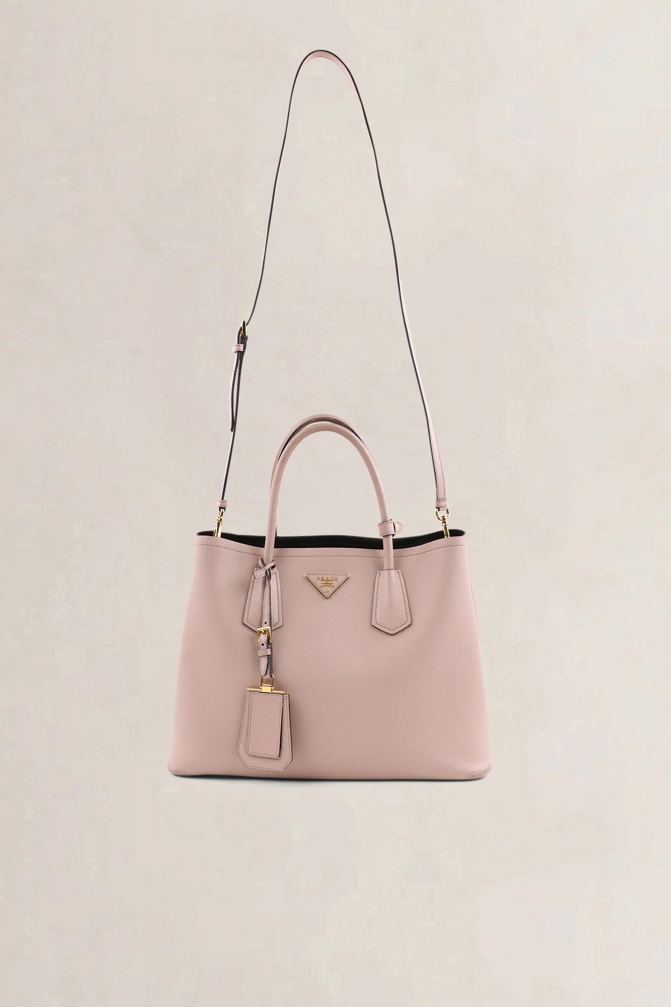Sac à épaule Prada Double en cuir Saffiano rose blush