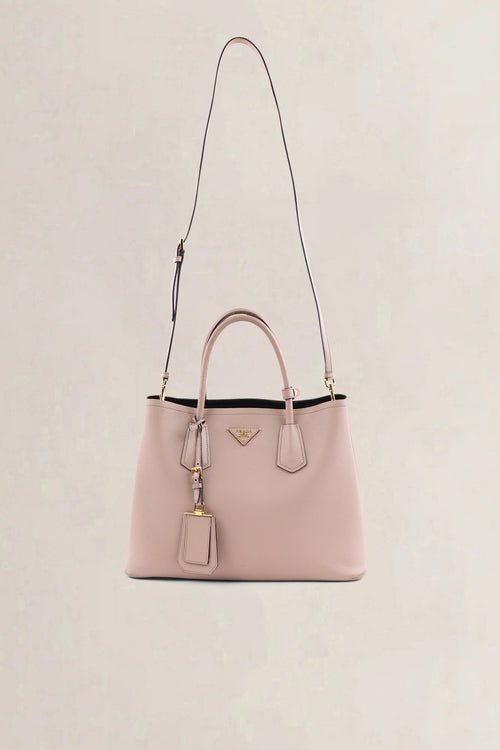 Sac à épaule Prada Double en cuir Saffiano rose blush