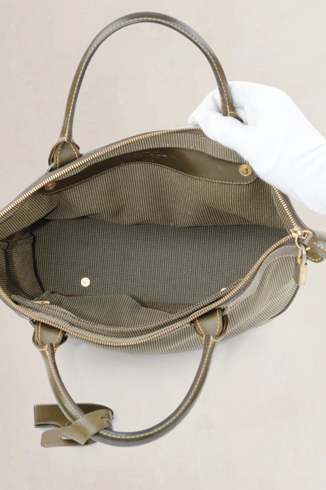 Delvaux Khaki Top handle Bag