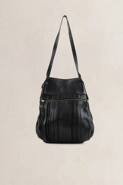 Sac à épaule Delvaux Faust en Toile de Cuir noir