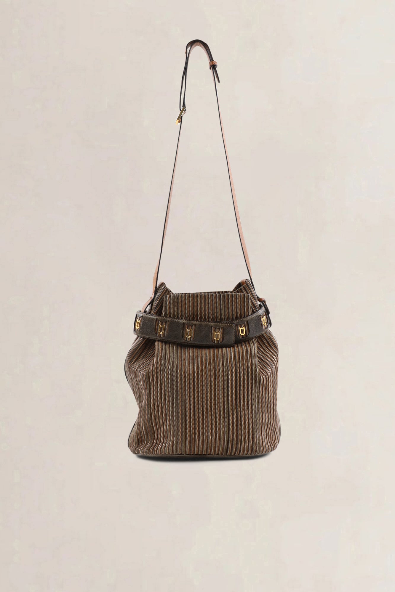 Sac bandoulière Delvaux Calicot en Toile de Cuir brune