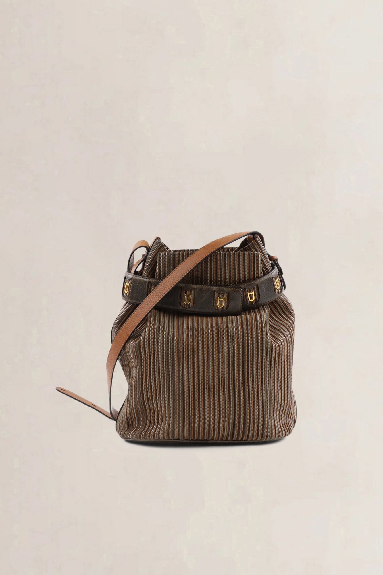 Sac bandoulière Delvaux Calicot en Toile de Cuir brune