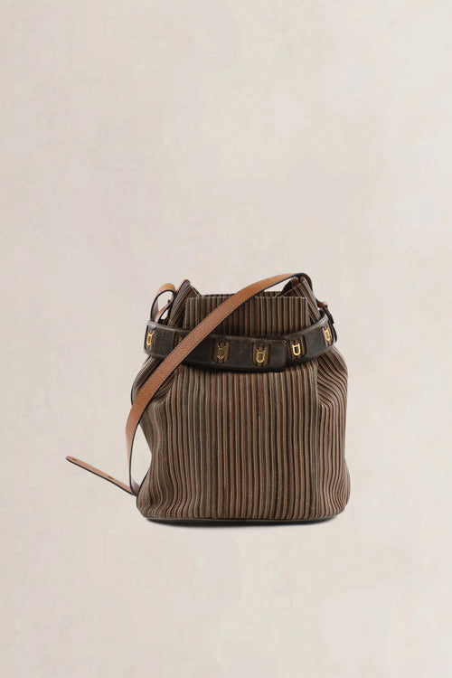 Sac bandoulière Delvaux Calicot en Toile de Cuir brune