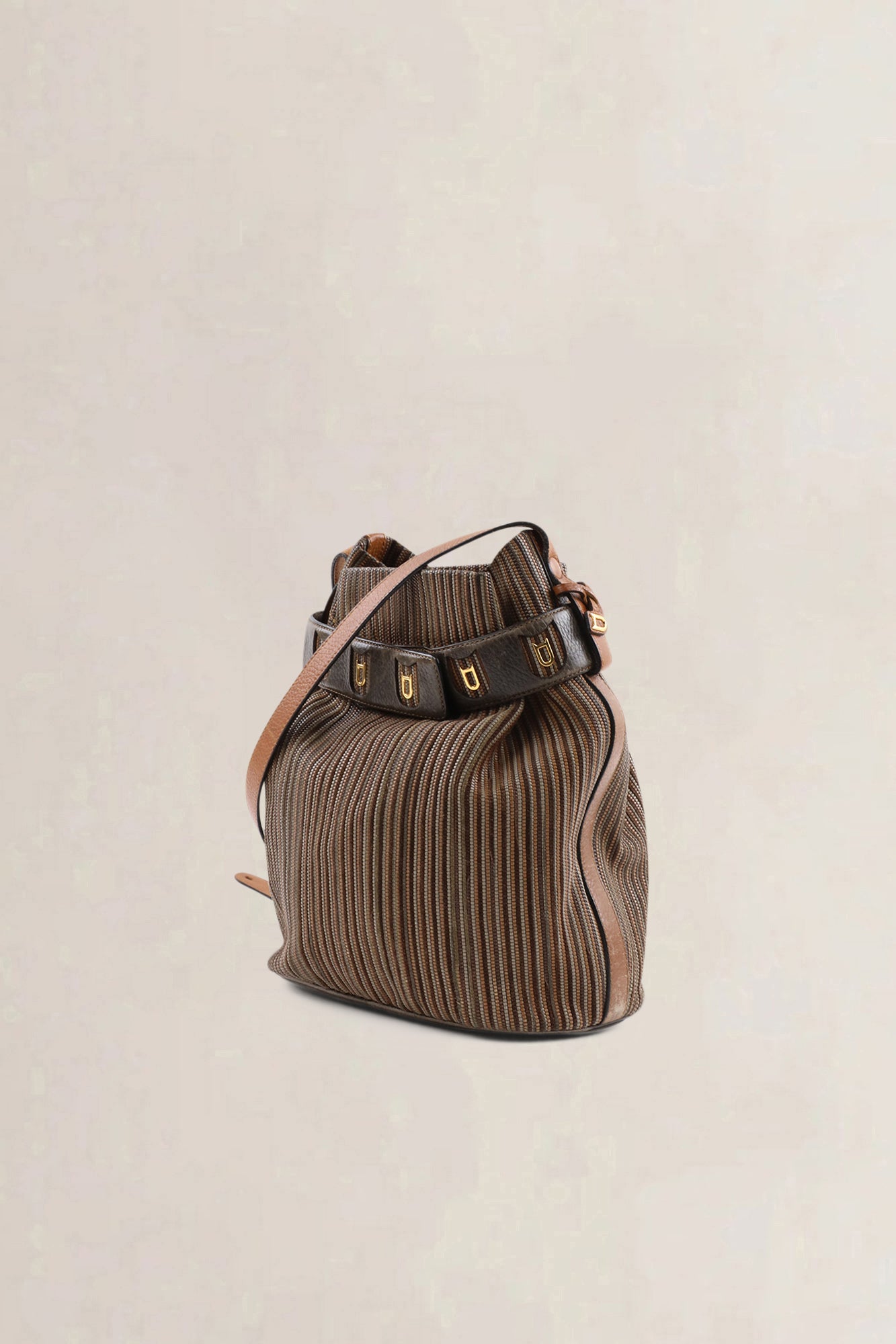 Sac bandoulière Delvaux Calicot en Toile de Cuir brune