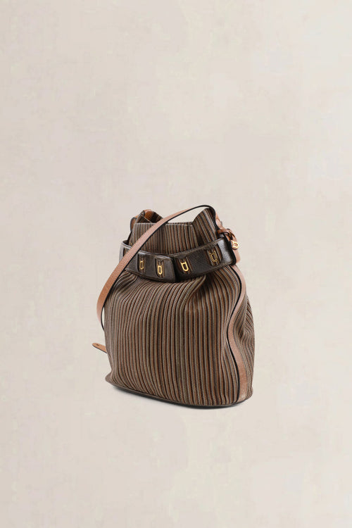 Sac bandoulière Delvaux Calicot en Toile de Cuir brune