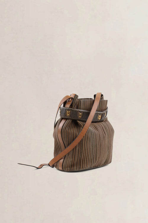 Sac bandoulière Delvaux Calicot en Toile de Cuir brune