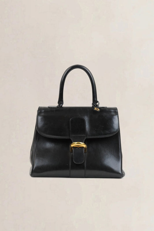 Delvaux Black Brillant MM Top Handle Bag