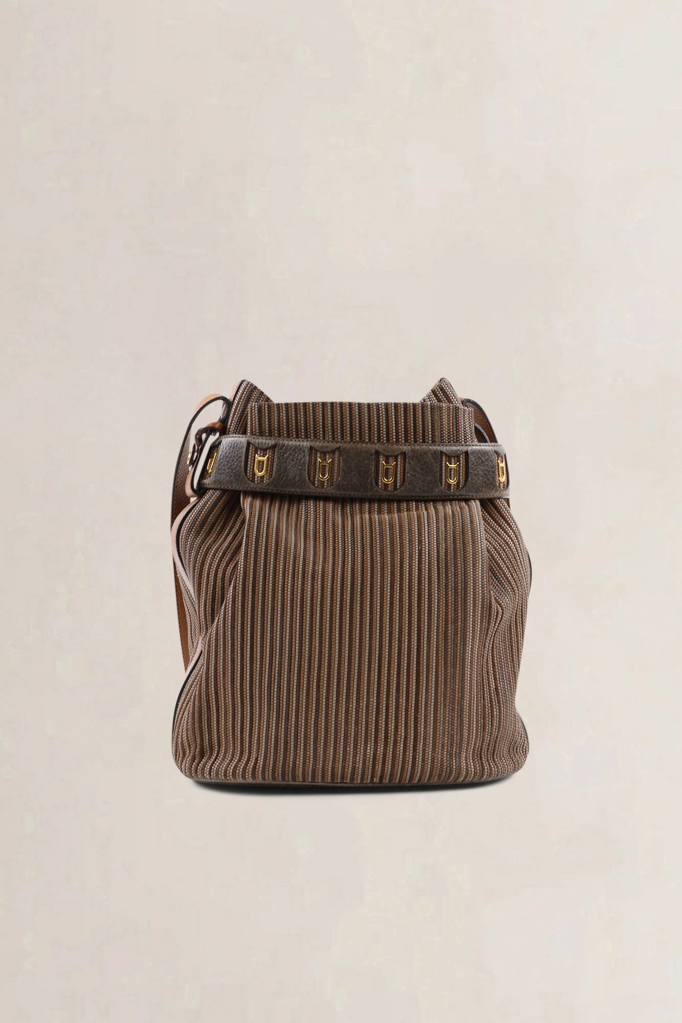 Sac bandoulière Delvaux Calicot en Toile de Cuir brune