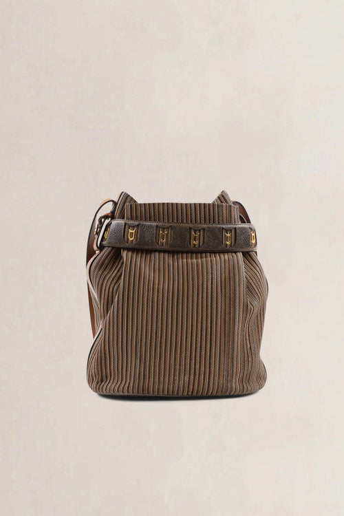 Sac bandoulière Delvaux Calicot en Toile de Cuir brune
