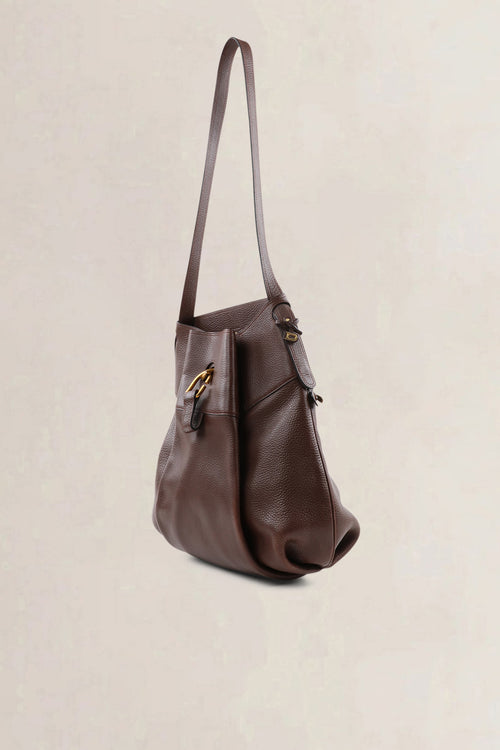 Sac bandoulière Delvaux Faust en cuir brun